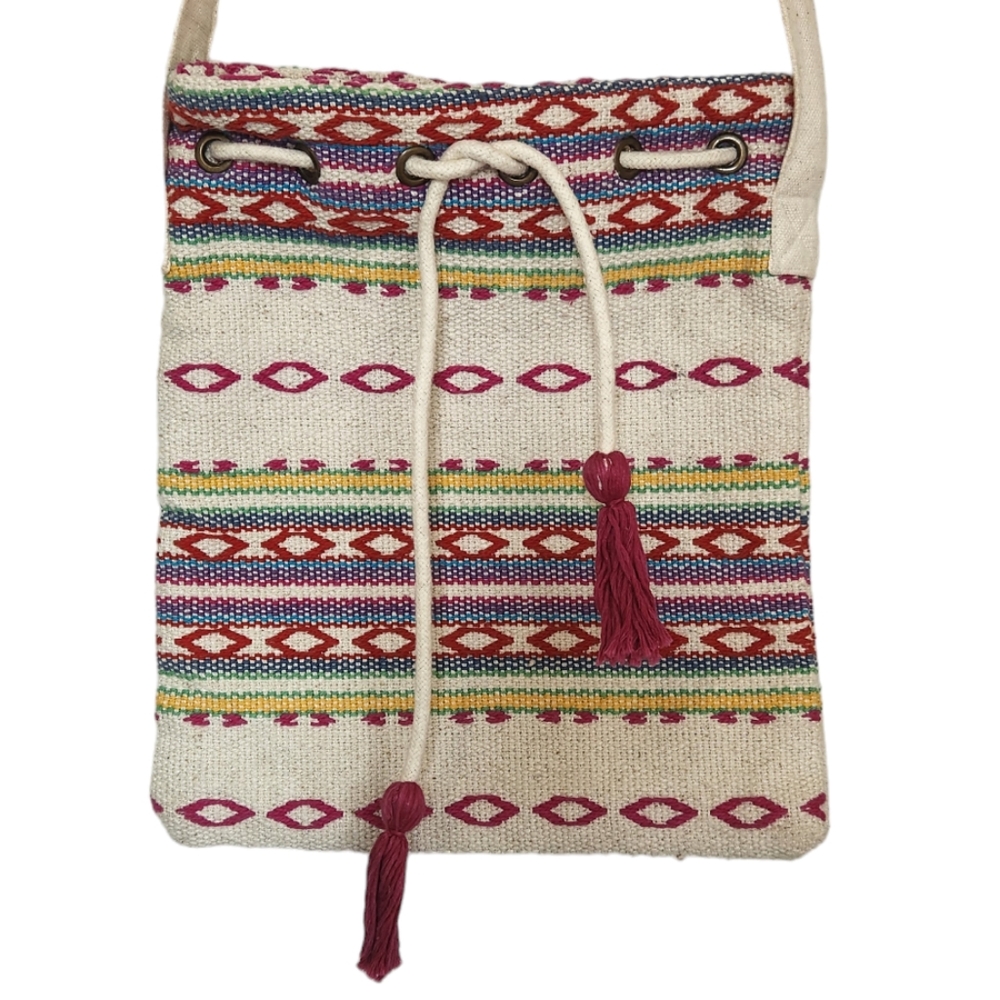 Natura Burlap Aztec Print Crossbody Bag.